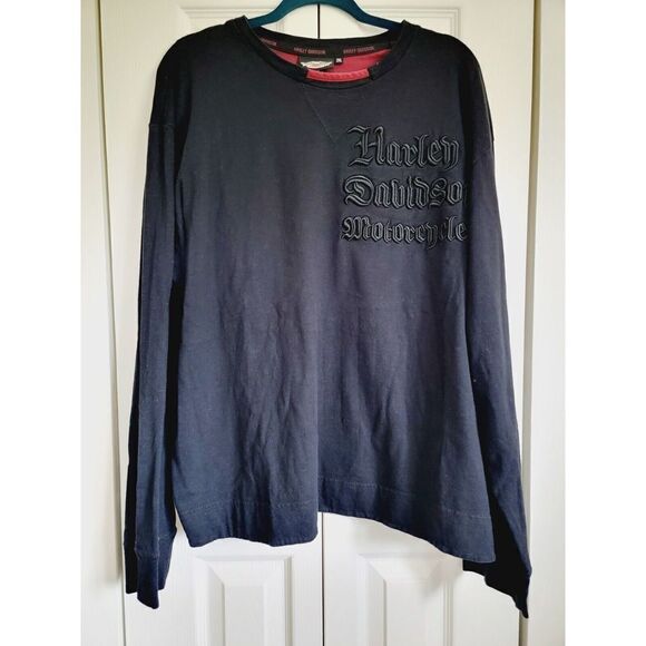 Harley Davidson 2X Men's Sweatshirt 2XL Black Pullover Long Sleeve Embroidered - Picture 1 of 5